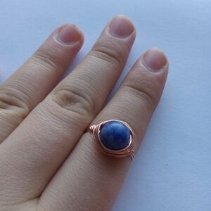 Blue jasper wire wrapped ring size 7